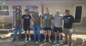 Volunteers work on CDC gardens