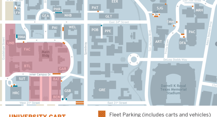 University Cart and Fleet Vehicle Parking Map